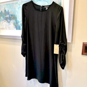 Halogen mini dress three-quarter sleeve black small simple elegant cocktail